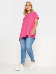 Yours Curve Pink Ribbed T-Shirt - Image 2 of 5