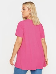 Yours Curve Pink Ribbed T-Shirt - Image 4 of 5