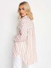 Yours Curve White White & Rust Orange Striped Linen Shirt - Image 5 of 6