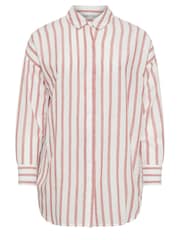 Yours Curve White White & Rust Orange Striped Linen Shirt - Image 6 of 6