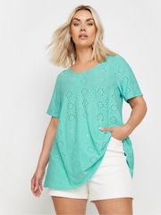 Yours Curve Blue Broidery Swing T-Shirt - Image 2 of 5