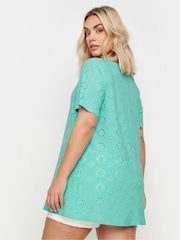 Yours Curve Blue Broidery Swing T-Shirt - Image 3 of 5