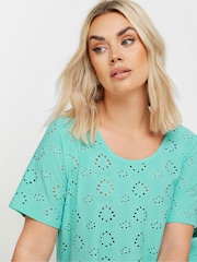 Yours Curve Blue Broidery Swing T-Shirt - Image 4 of 5