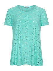 Yours Curve Blue Broidery Swing T-Shirt - Image 5 of 5