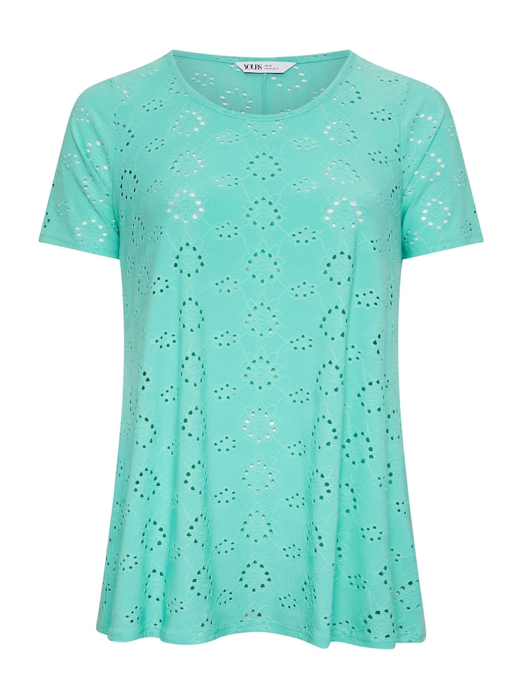 Yours Curve Blue Broidery Swing T-Shirt - Image 5 of 5