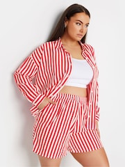Yours Curve Red Stripe Co-Ord Shirt - Image 1 of 5