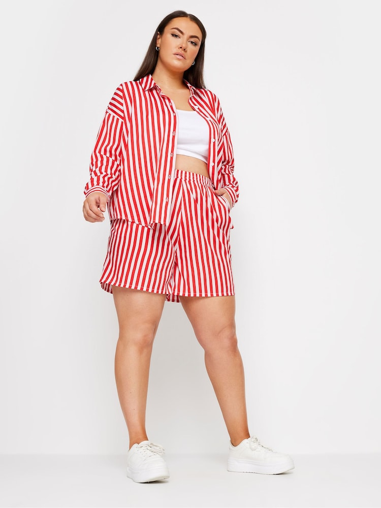 Yours Curve Red Stripe Co-Ord Shirt - Image 2 of 5