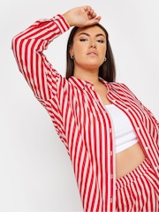 Yours Curve Red Stripe Co-Ord Shirt - Image 4 of 5