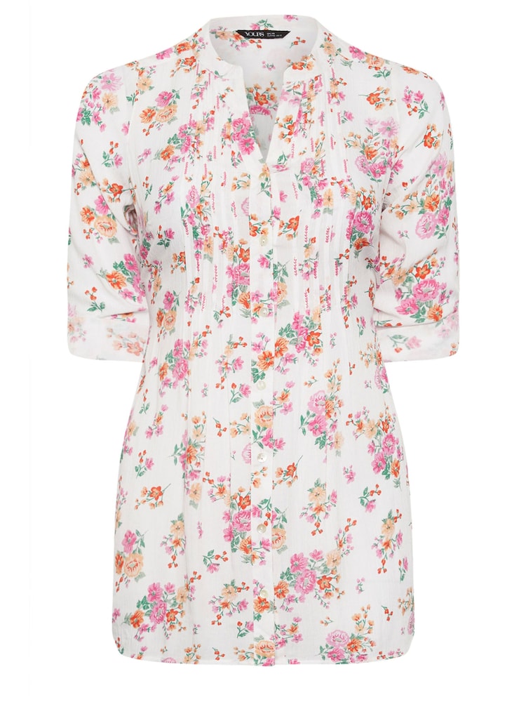 Yours Curve White Pintuck Shirt - Image 5 of 5