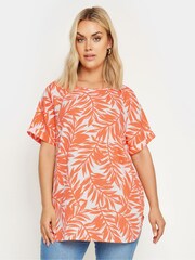 Yours Curve Orange Short Sleeve Boxy Top - Image 1 of 4