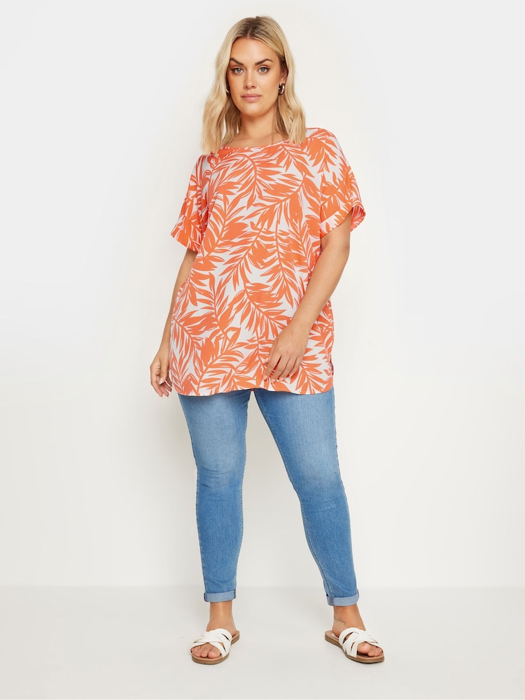 Yours Curve Orange Short Sleeve Boxy Top - Image 2 of 4