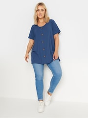 Camiseta de canalé con botones en la parte delantera de Yours Curve - Imagen 2 de 5