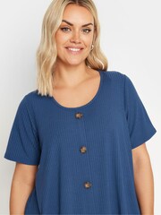Camiseta de canalé con botones en la parte delantera de Yours Curve - Imagen 4 de 5