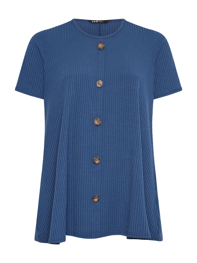 Camiseta de canalé con botones en la parte delantera de Yours Curve - Imagen 5 de 5