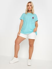 Yours Curve Blue Placement Print T-Shirt - Image 2 of 5