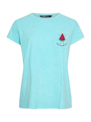 Yours Curve Blue Placement Print T-Shirt - Image 5 of 5