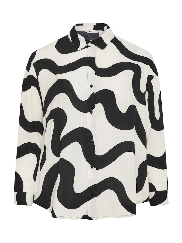 Yours Curve 100% Cotton Abstract Print Crinkle Beach Shirt - Imagen 6 de 6