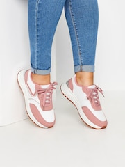 Yours Curve Pink & Contrast Chunky Trainers In Wide E Fit - Image 1 of 5