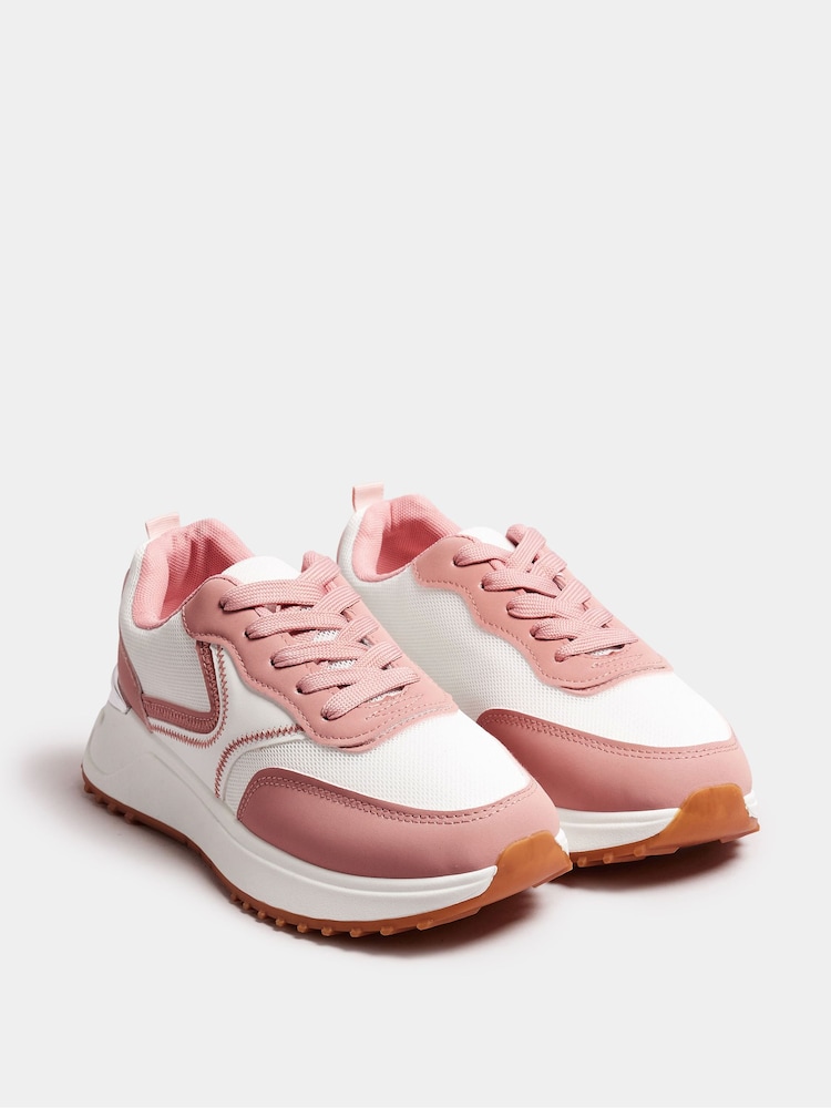 Yours Curve Pink & Contrast Chunky Trainers In Wide E Fit - Image 3 of 5