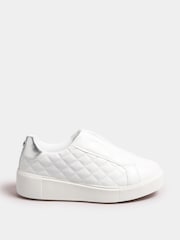 Yours Curve White Quilted Platform Trainers In Extra Wide EEE Fit - Image 2 of 5
