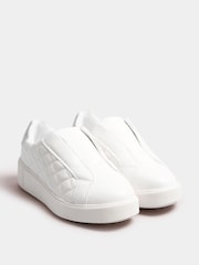 Yours Curve White Quilted Platform Trainers In Extra Wide EEE Fit - Image 3 of 5
