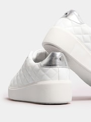 Yours Curve White Quilted Platform Trainers In Extra Wide EEE Fit - Image 4 of 5