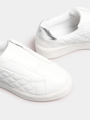 Yours Curve White Quilted Platform Trainers In Extra Wide EEE Fit - Image 5 of 5