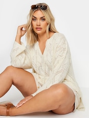 Yours Curve White Tie Neck Tunic - Image 3 of 4