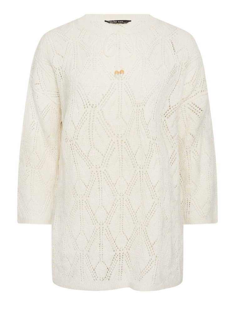 Yours Curve White Tie Neck Tunic - Image 4 of 4