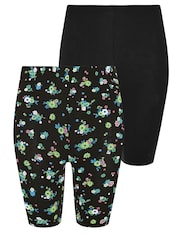 Yours Curve Black Legging Shorts 2 Pack - Image 6 of 6