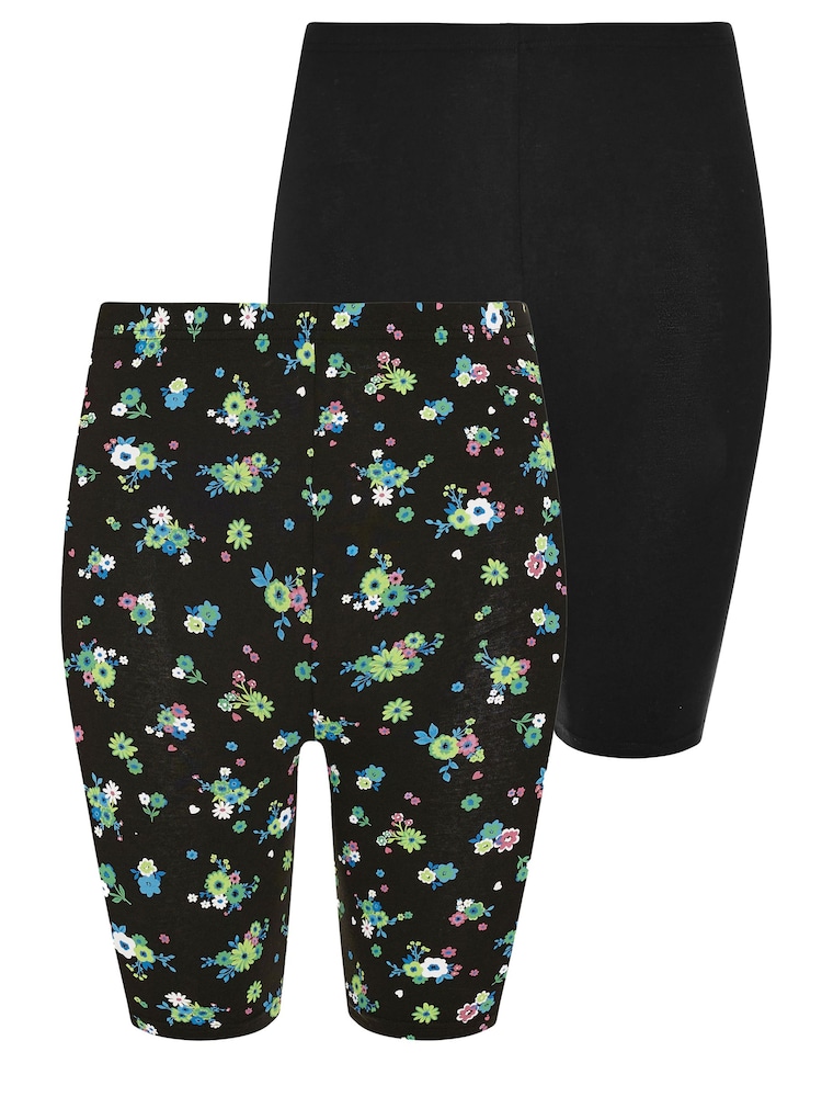 Yours Curve Black Legging Shorts 2 Pack - Image 6 of 6