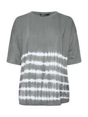 Yours Curve Grey 100% Cotton Tie Dye Boxy T-Shirt - Image 5 of 5