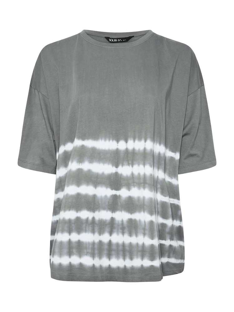 Yours Curve Grey 100% Cotton Tie Dye Boxy T-Shirt - Image 5 of 5 Yours Curve Grey 100% Cotton Tie Dye Boxy T-Shirt - Image 5 of 5