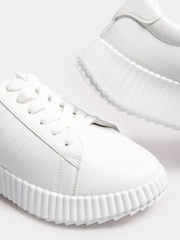 Yours Curve White Ribbed Platform Trainers In Extra Wide EEE Fit - Image 4 of 5
