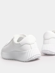 Yours Curve White Ribbed Platform Trainers In Extra Wide EEE Fit - Image 5 of 5