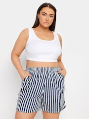 Yours Curve Blue Stripe Co-Ord Shorts - Image 2 of 6