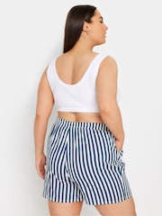 Yours Curve Blue Stripe Co-Ord Shorts - Image 4 of 6