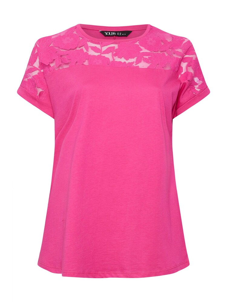 Rosa - Yours Curve 100% Cotton Floral Mesh Panel T-Shirt - Imagen 5 de 5 Rosa - Yours Curve 100% Cotton Floral Mesh Panel T-Shirt - Imagen 5 de 5