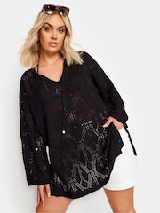 Yours Curve Black Tie Neck Tunic - Image 1 of 5
