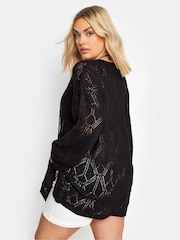 Yours Curve Black Tie Neck Tunic - Image 3 of 5