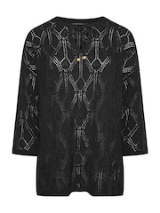 Yours Curve Black Tie Neck Tunic - Image 5 of 5