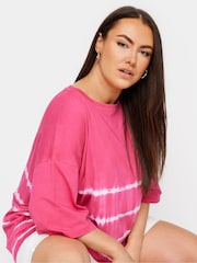 Yours Curve Pink 100% Cotton Tie Dye Boxy T-Shirt - Image 4 of 5