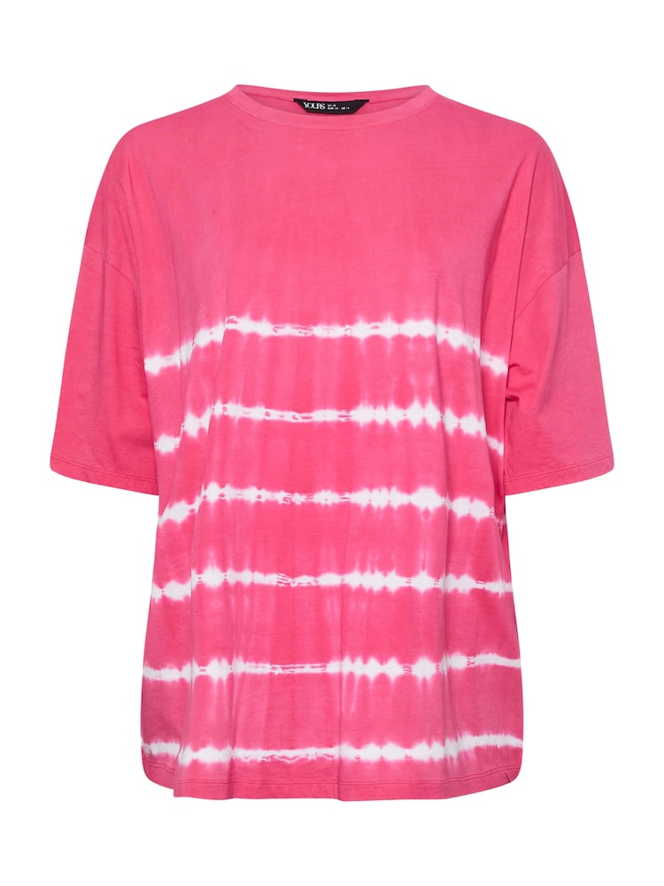Yours Curve Pink 100% Cotton Tie Dye Boxy T-Shirt - Image 5 of 5 Yours Curve Pink 100% Cotton Tie Dye Boxy T-Shirt - Image 5 of 5
