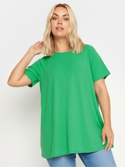 Yours Curve Green Ribbed T-Shirt - Image 1 of 5