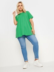 Yours Curve Green Ribbed T-Shirt - Image 2 of 5