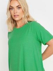 Yours Curve Green Ribbed T-Shirt - Image 3 of 5