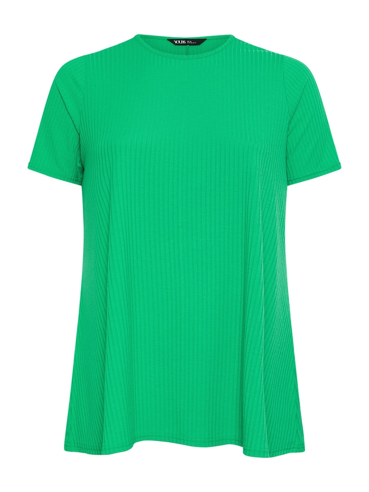 Yours Curve Green Ribbed T-Shirt - Image 5 of 5