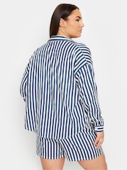 Yours Curve Blue Stripe Co-Ord Shirt - Image 2 of 5