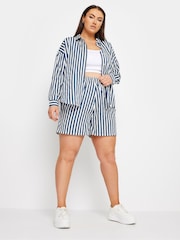 Yours Curve Blue Stripe Co-Ord Shirt - Image 3 of 5