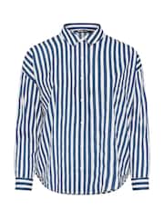 Yours Curve Blue Stripe Co-Ord Shirt - Image 5 of 5